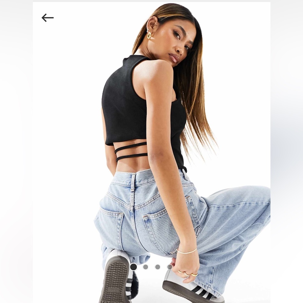 ASOS Black Racer Top With Open Back And Strappy Detail